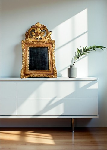 Antico specchio frontale legno