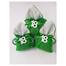 SET 12PZ SACCHETTO COLORATO NUMERO 18 ANNI JUTA 10X13CM BOMBONIERA PORTACONFETTI