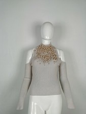 ELISABETTA FRANCHI l MAGLIA MAGLIETTA MAGLIONE T SHIRT TAGLIA 40 COLORE VANILIA