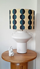 Paralume stile retrò fatto a mano in tessuto cerchi blu lapislazzuli Valencia