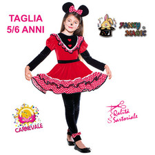COSTUME VESTITO CARNEVALE BAMBINA TOPOLINA MINNIE 5/6 ANNI FANCY MAGIC 59220