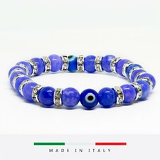 Bracciale donna viola brillantini braccialetto con occhio vetro murano malocchio