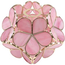 S10732 Tiffany Style Stained Glass Flower Petal Lampshade (Pink, 8" Cherry Bl...