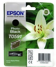 EPSON T0591 GIGLIO CARTUCCIA ORIGINALE NERO FOTO PER STYLUS PHOTO R2400 [A BOX]