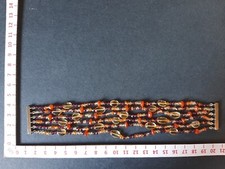 F8447 BRACCIALETTO 6 FILE VINTAGE BIGIOTTERIA DI FAMIGLIA ARANCIONE GIALLO BRUNO