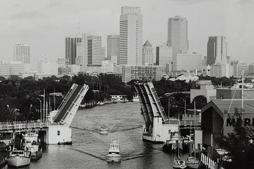 Miami river bridge downtown - river,