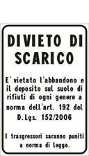 CARTELLO DIVIETO DI SCARICO CARTELLI TARGA TARGHE 30X20 cm ALLUMINIO 3mm 4 FORI