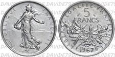 01632] FRANCIA FRANCE - 5 FRANCHI ARGENTO 1967 SEMEUSE - KM# 926