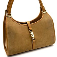 GUCCI Jackie borsa a tracolla vintage pelle scamosciata beige oro ferramenta usata