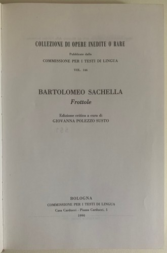 Bartolomeo sachella frottole - bartolomeo,