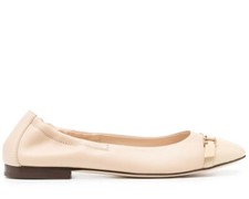 TOD'S T LOGO STRAP LEATHER BALLERINA DONNA SCARPE FLAT SHOES XXW94K0HZ30T8AF98T