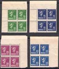 1925 NORVEGIA, n. 108/111 Stemma, Blocco di Quattro, MNH**