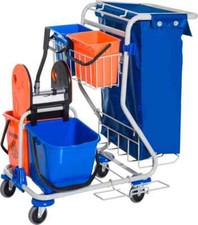 Carrello Pulizie Professionale 4 Secchi 18L/6L Blu e Arancione DecHome 771DH07