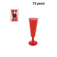 x Set 72 Pezzi Flute Bicchieri In Plastica Rossa 133ml Feste Party bal