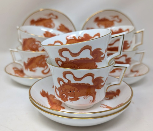 Wedgwood chinese red - red, tigers