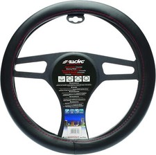 Coprivolante auto diametro 37-39cm Simoni Racing eco-pelle nera cuciture rosse
