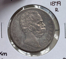 1879 R Italy 5 Lire - Silver