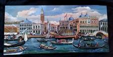 VENEZIA ANTICA,    OLIO SU TELA 25X 55 CM DIPINTO A MANO MADE IN ITALY