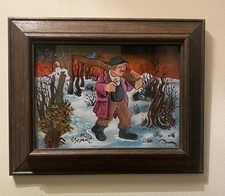 Raro dipinto olio su vetro