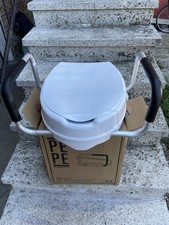 Rialzo WC per Anziani con Braccioli e Coperchio (10 cm Altezza)