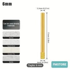 Fresa 6 mm diamantata taglia vetro ceramica marmo cemento mattoni - A
