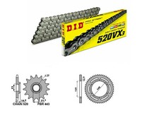 KIT/TRASMISSIONE YAMAHA XJ/600/DIVERSION 92/98 CORONA PIGNONE CATENA DID 520