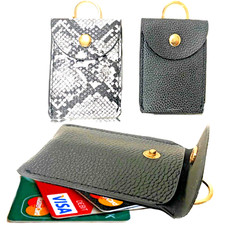 Portafoglio porta carte di credito da uomo in pelle slim piccolo nero  tessere