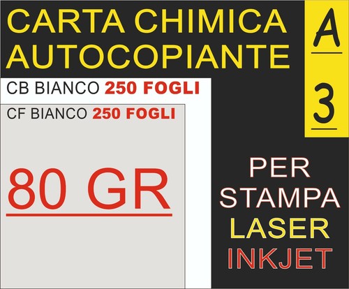 250x2 fogli carta chimica 80gr - 250x2,