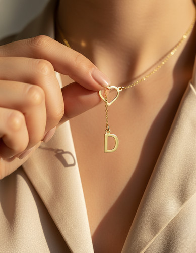 Collana lariat cuore iniziale - cuore,