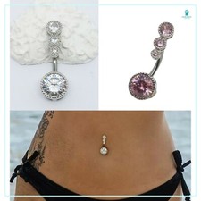 Piercing da ombelico in acciaio inox banana gioiello con zircone bianco