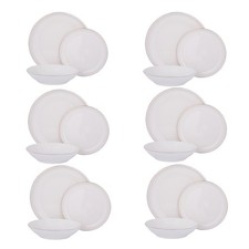 Servizio 18 pezzi tavola porcellana bordo oro Doreline bianco