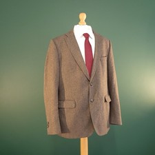 Gant Officina Blazer Uomo 44R Marrone Spina di Pesce Lana Tweed Vestibilità Classica Giacca