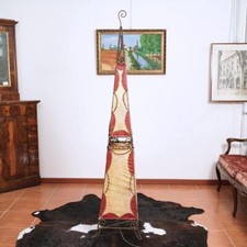 lampada etnica in pelle dipinta e ferro