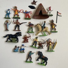 Soldatini giocattolo vintage Britains Cowboys & Indians anni 70 grande pacchetto ottime condizioni AG432