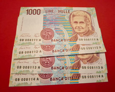 4 Banconote lire Mille lire