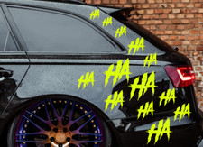 Adesivo giallo fluo sticker auto haha ridere tuning JDM decalcomania scena car joker