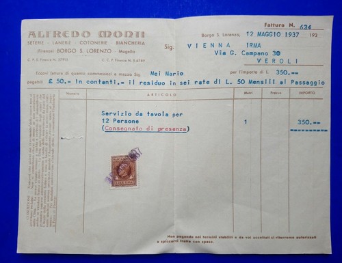 Fattura commerciale 1937 - commerciale,