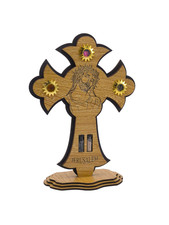 Croce in piedi legno acqua santa benedice casa Gerusalemme terra santa regalo...