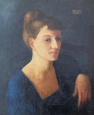 Cesare Maggi (Roma 1881-Torino 1961)"Ritratto in blu"Etichetta Galleria Fogliato