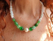 ❤??COLLANA DONNA PIETRE DURE VERDI + ORECCHINI.   PARURE❤