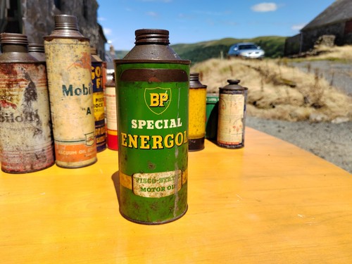 Vintage oil can cylindrical - oil,
