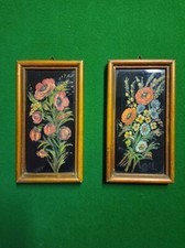 Coppia di dipinti su base vitrea nera + Quadro in Rilievo su Legno  +  2 Puzzle 