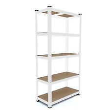 Scaffalatura scaffale metallo e legno MDF 5 ripiani alta portata 875 kg bianco