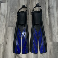 Atomic Aquatics pinna divisa blu taglia XL cinghie regolabili tacco aperto immersioni subacquee