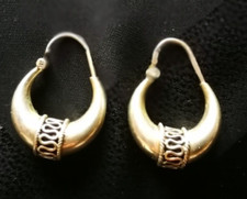 Sterling Silver Hoops Earrings 925 Chunky Tribal Indian Ethnic Gypsy Boho 10g