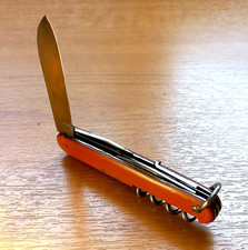 Coltello tascabile pieghevole vintage MANIAGO ORESTE ROSO, Friuli Venezia Giulia, Italia.