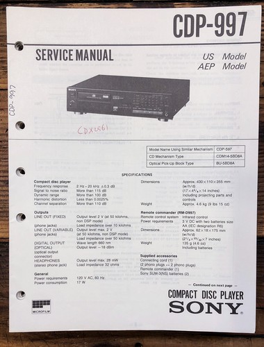 Sony cdp 997 lettore - sony, cdp-997