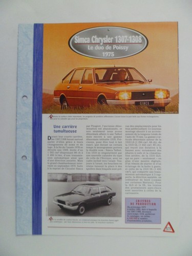 Carte fiche auto simca - carte,