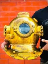 Antico casco subacqueo 18" lente subacquea US Navy ottone segno di ingrandimento regalo
