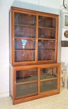 ANTICA VETRINA CREDENZA INGLESE 1800 LEGNO NOCE 4 ANTE SCORREVOLI CRISTALLERIA